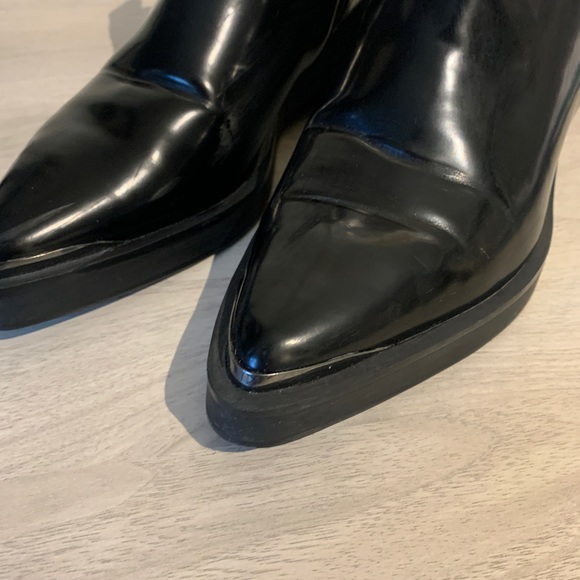Zara leather pointy black heeled boots/booties Size 36 - Picture 5 of 7